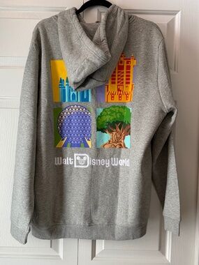 NEW Walt Disney World 4 Park Icons Hoodie Adult Large Full Zip Magic Kingdom